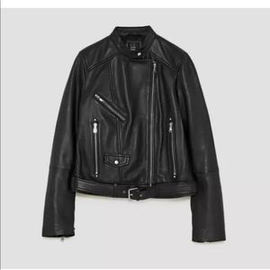 Zara genuine leather biker jacket